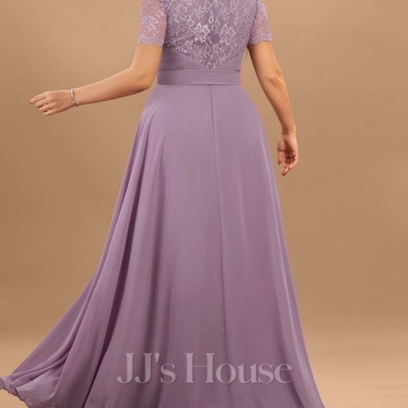 Jjhouse A-line Scoop, Floor length, Chiffon lace bridesmaids dress. - Picture 5 of 6